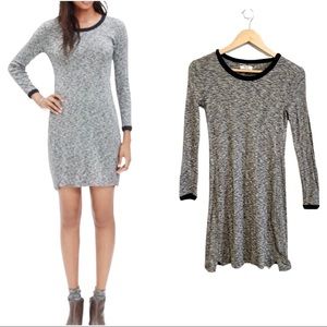 Madewell Gray Long Sleeve Soft Ribbed Waffle Knit Dress Cozy Layering Minimalist